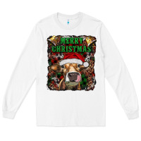 White merry christmas heifer with cowbells Long Sleeve Tee - RanaPortraitStore