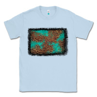 Dusty Blue western leopard turquoise glitter tooled leather Classic Tee - FaDigitalArtStudio