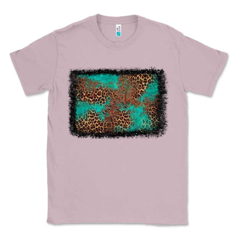 Western Leopard Turquoise Glitter Tooled Leather Classic Tee by FaDigitalArtStudio | Teevron