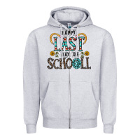 Heather Grey happy last schopol Zipper Hoodie - CowhideDigitalArt
