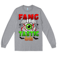 Heather Grey fang tastic dude Long Sleeve Tee - Zillion Design Studio