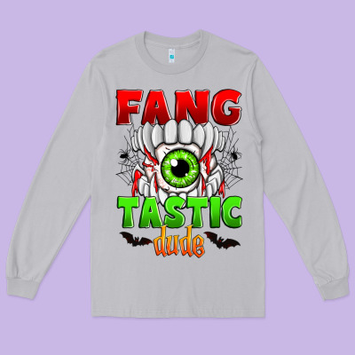 Fang Tastic Dude Long Sleeve Tee Designed By Zillion Design Studio