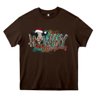 Chocolate Brown howdy christmas Heavy Core Tee - CowhideDigitalArt