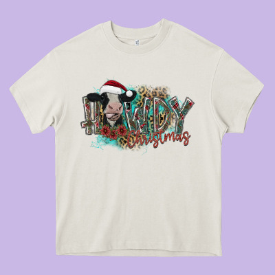 Howdy Christmas Heavy Core Tee Designed By Cowhidedigitalart