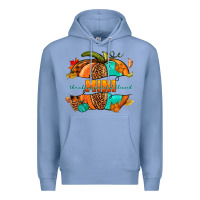 Colony Blue Thankful grateful blessed mini pumpkin Premium Hoodie - NancyCooperArtShop