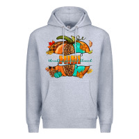 Heather Grey Thankful grateful blessed mini pumpkin Premium Hoodie - NancyCooperArtShop