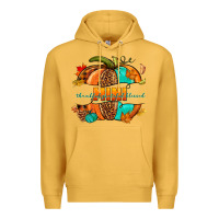 Mustard Thankful grateful blessed mini pumpkin Premium Hoodie - NancyCooperArtShop