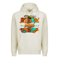 Oatmeal Heather Thankful grateful blessed mini pumpkin Premium Hoodie - NancyCooperArtShop