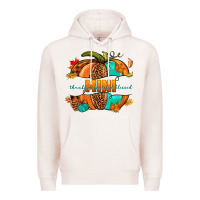 Pale Pink Thankful grateful blessed mini pumpkin Premium Hoodie - NancyCooperArtShop
