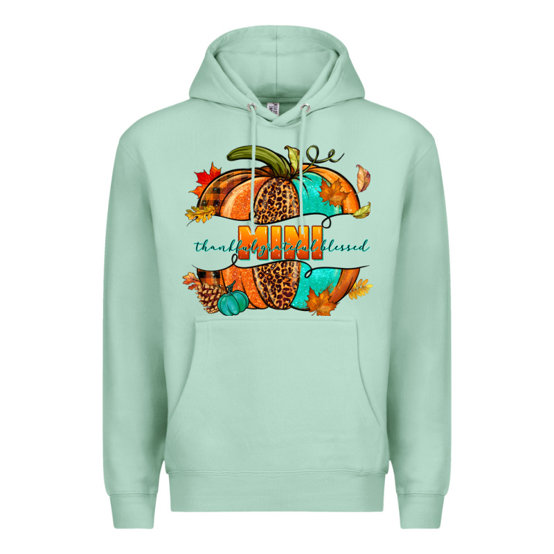 Thankful Grateful Blessed Mini Pumpkin Premium Hoodie by NancyCooperArtShop | Teevron