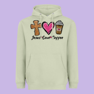 Jesus Love Coffee Heavyweight Hoodie Designed By Jasminsmagicworld