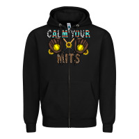 Black calm your mits Zipper Hoodie - CowhideDigitalArt