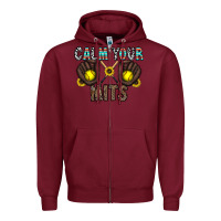 Burgundy calm your mits Zipper Hoodie - CowhideDigitalArt