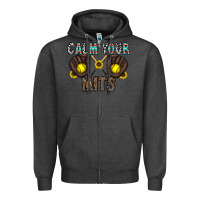 Charcoal Heather calm your mits Zipper Hoodie - CowhideDigitalArt