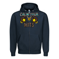 Navy calm your mits Zipper Hoodie - CowhideDigitalArt