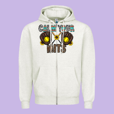 Calm Your Mits Zipper Hoodie Designed By Cowhidedigitalart