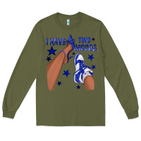 Army Green I Have Two Moods Royal Blue Sneakers Afro Girl Long Sleeve Tee - texasbilliewilder