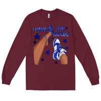 Burgundy I Have Two Moods Royal Blue Sneakers Afro Girl Long Sleeve Tee - texasbilliewilder