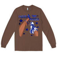 Chestnut I Have Two Moods Royal Blue Sneakers Afro Girl Long Sleeve Tee - texasbilliewilder