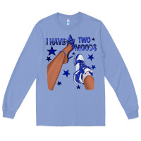 Colony Blue I Have Two Moods Royal Blue Sneakers Afro Girl Long Sleeve Tee - texasbilliewilder