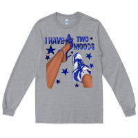 Heather Grey I Have Two Moods Royal Blue Sneakers Afro Girl Long Sleeve Tee - texasbilliewilder