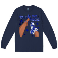Navy I Have Two Moods Royal Blue Sneakers Afro Girl Long Sleeve Tee - texasbilliewilder
