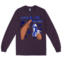 Plum I Have Two Moods Royal Blue Sneakers Afro Girl Long Sleeve Tee - texasbilliewilder