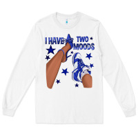 White I Have Two Moods Royal Blue Sneakers Afro Girl Long Sleeve Tee - texasbilliewilder