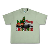 Oil Green merry christmas with black truck Urban Heavy Tee - Zillion Design Studio