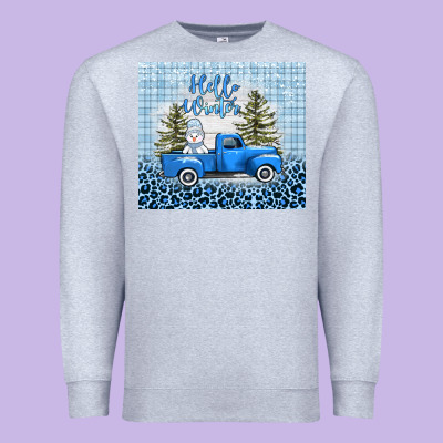 Hello Winter Snowman Truck Premium Sweatshirt Designed By Adodesignshop
