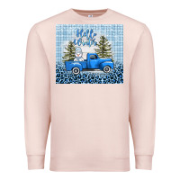 Pale Pink hello winter snowman truck Premium Sweatshirt - AdoDesignShop