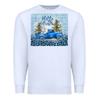 White hello winter snowman truck Premium Sweatshirt - AdoDesignShop