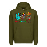 Army Green peace love dia de los muertos Premium Hoodie - AdoDesignShop