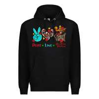 Black peace love dia de los muertos Premium Hoodie - AdoDesignShop