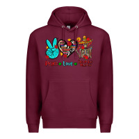 Burgundy peace love dia de los muertos Premium Hoodie - AdoDesignShop