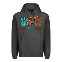 Charcoal Heather peace love dia de los muertos Premium Hoodie - AdoDesignShop