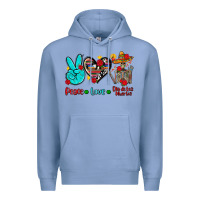 Colony Blue peace love dia de los muertos Premium Hoodie - AdoDesignShop