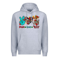 Heather Grey peace love dia de los muertos Premium Hoodie - AdoDesignShop
