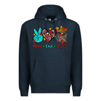 Navy peace love dia de los muertos Premium Hoodie - AdoDesignShop