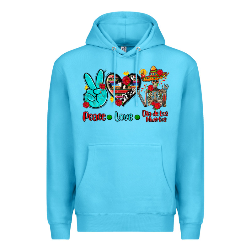 Peace Love Dia De Los Muertos Premium Hoodie by AdoDesignShop | Teevron