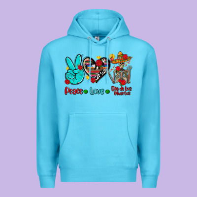 Peace Love Dia De Los Muertos Premium Hoodie Designed By Adodesignshop