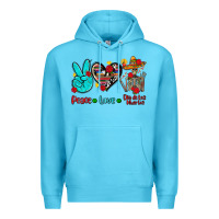 Ocean Blue peace love dia de los muertos Premium Hoodie - AdoDesignShop