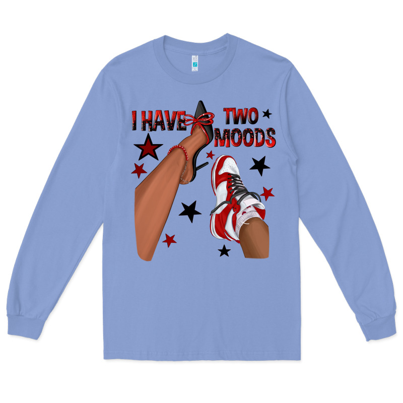 I Have Two Moods Black And Red Sneakers Afro Girl Long Sleeve Tee by texasbilliewilder | Teevron
