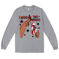 Heather Grey I Have Two Moods Black and Red Sneakers Afro Girl Long Sleeve Tee - texasbilliewilder