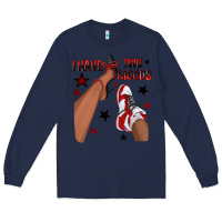 Navy I Have Two Moods Black and Red Sneakers Afro Girl Long Sleeve Tee - texasbilliewilder