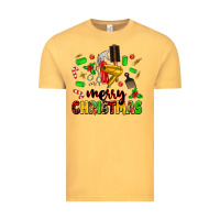Vintage Mustard merry christmas hair Vintage Tee - MaliasSmallBusiness