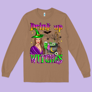 Drink Up Witches Long Sleeve Tee Designed By Zillion Design Studio