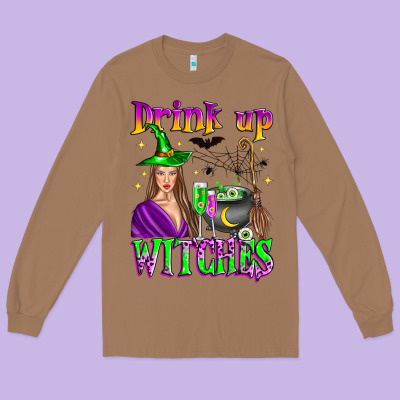 Drink Up Witches Long Sleeve Tee Designed By Zillion Design Studio