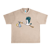 French Oak stork with baby boy Urban Heavy Tee - BarkalooDesign