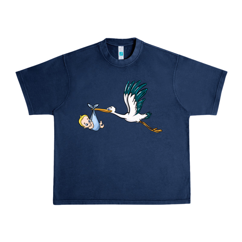 Stork With Baby Boy Urban Heavy Tee by BarkalooDesign | Teevron